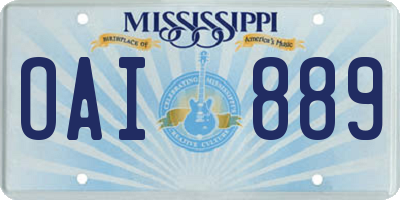 MS license plate OAI889