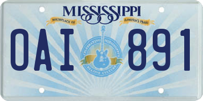 MS license plate OAI891