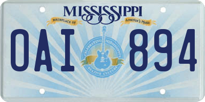 MS license plate OAI894