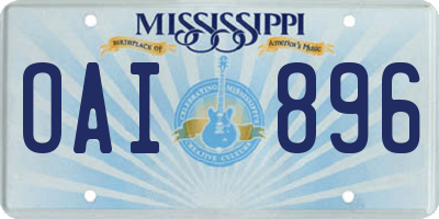 MS license plate OAI896