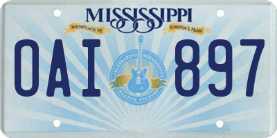 MS license plate OAI897