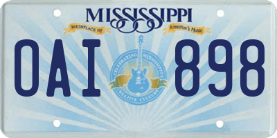 MS license plate OAI898