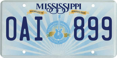 MS license plate OAI899
