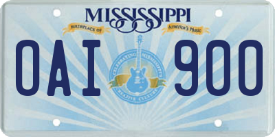 MS license plate OAI900