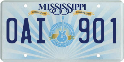 MS license plate OAI901