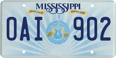MS license plate OAI902