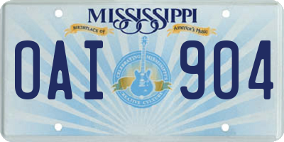 MS license plate OAI904