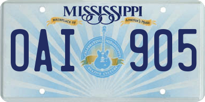 MS license plate OAI905