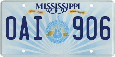 MS license plate OAI906