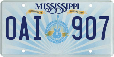 MS license plate OAI907