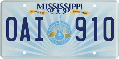 MS license plate OAI910