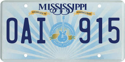 MS license plate OAI915