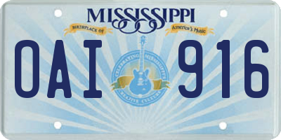 MS license plate OAI916