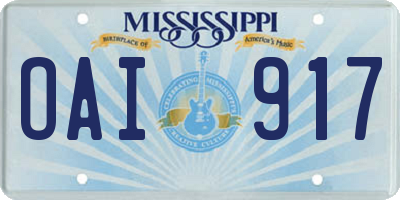 MS license plate OAI917