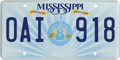 MS license plate OAI918