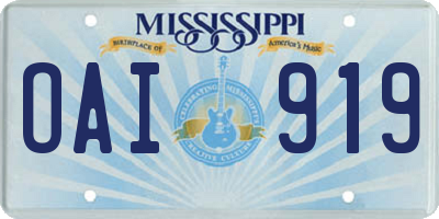 MS license plate OAI919