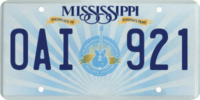 MS license plate OAI921