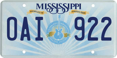MS license plate OAI922