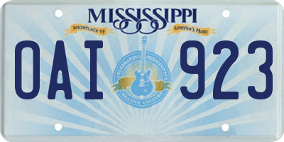 MS license plate OAI923