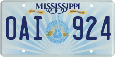 MS license plate OAI924