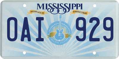 MS license plate OAI929