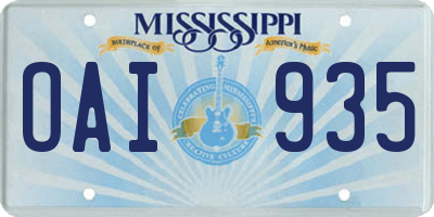 MS license plate OAI935
