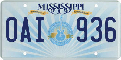 MS license plate OAI936