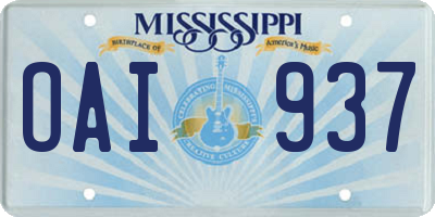 MS license plate OAI937