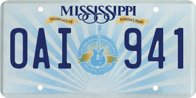 MS license plate OAI941