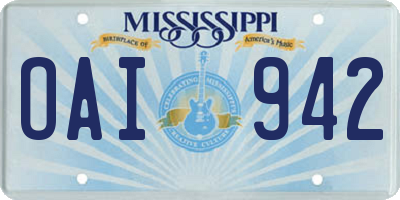 MS license plate OAI942