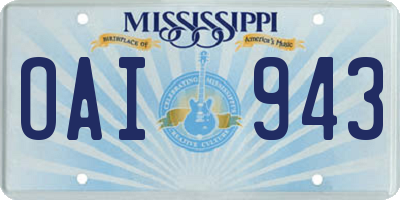MS license plate OAI943