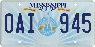 MS license plate OAI945
