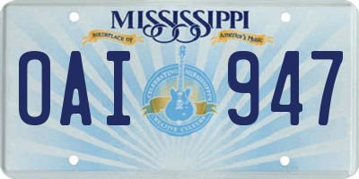 MS license plate OAI947