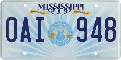 MS license plate OAI948