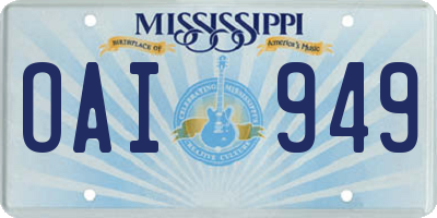 MS license plate OAI949