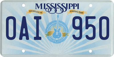 MS license plate OAI950