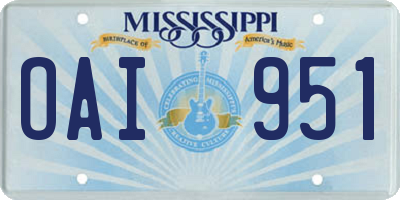 MS license plate OAI951