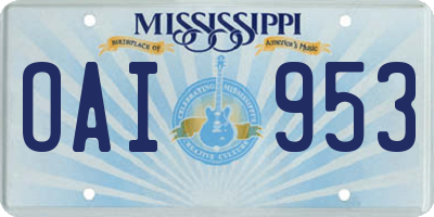 MS license plate OAI953