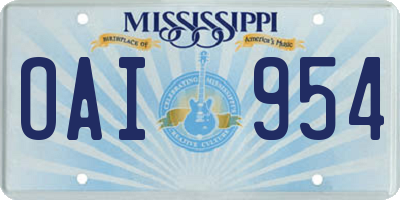 MS license plate OAI954
