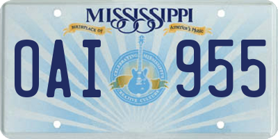 MS license plate OAI955