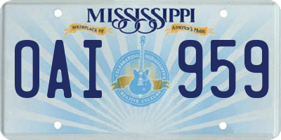 MS license plate OAI959
