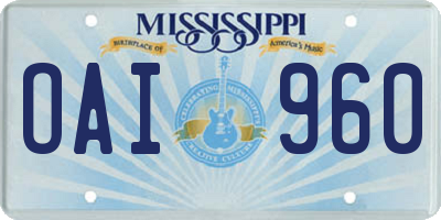 MS license plate OAI960
