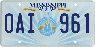 MS license plate OAI961