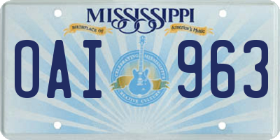 MS license plate OAI963