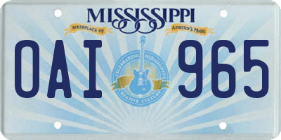 MS license plate OAI965