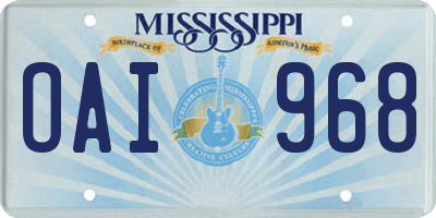 MS license plate OAI968