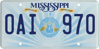 MS license plate OAI970