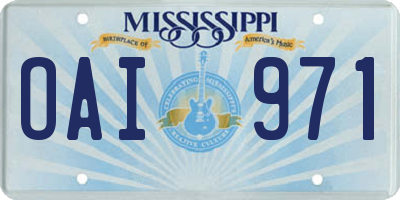 MS license plate OAI971