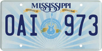 MS license plate OAI973