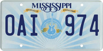 MS license plate OAI974
